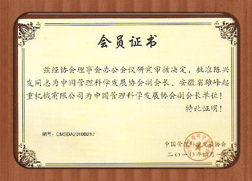 雄峰被評為管理科學(xué)發(fā)展協(xié)會副會長